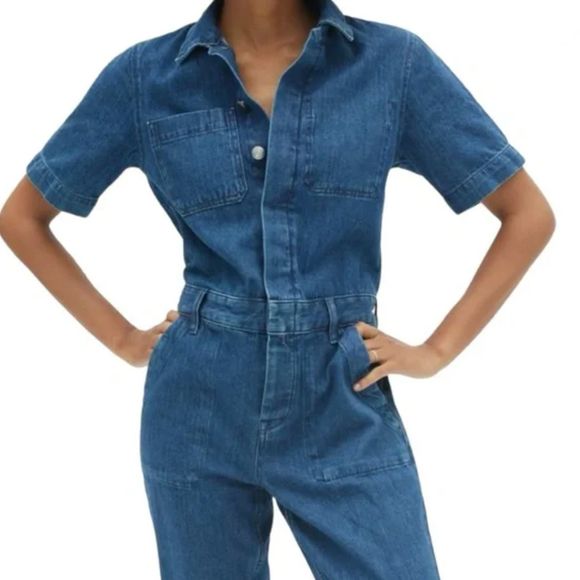 Everlane Pants - Everlane The Short Sleeve Blue Denim Coveralls Jumpsuit - Size 4